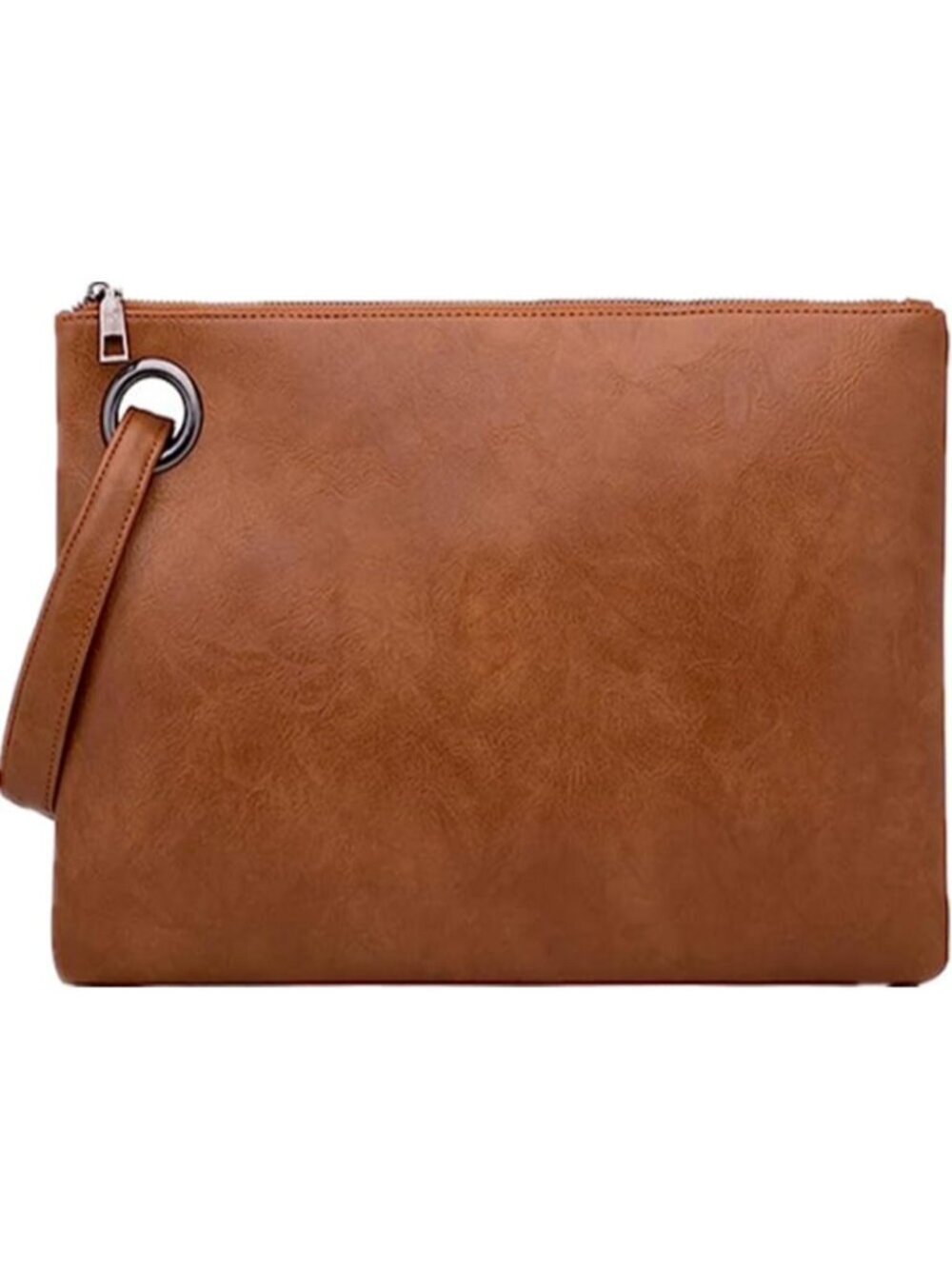Women's Brown Evening Clutch Purse Envelope Zipper Handbag Shoulder Bag